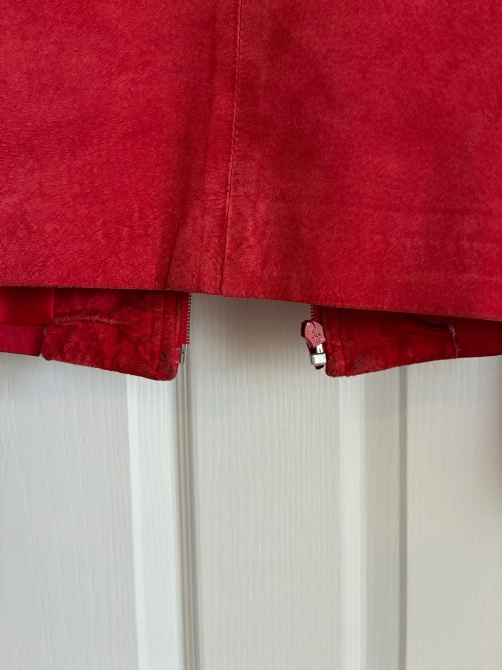 Coastal Cowgirl Yvonne Marie Red Suede Leather Zip-Up Moto Jacket - Size 8 - Picture 8 of 10